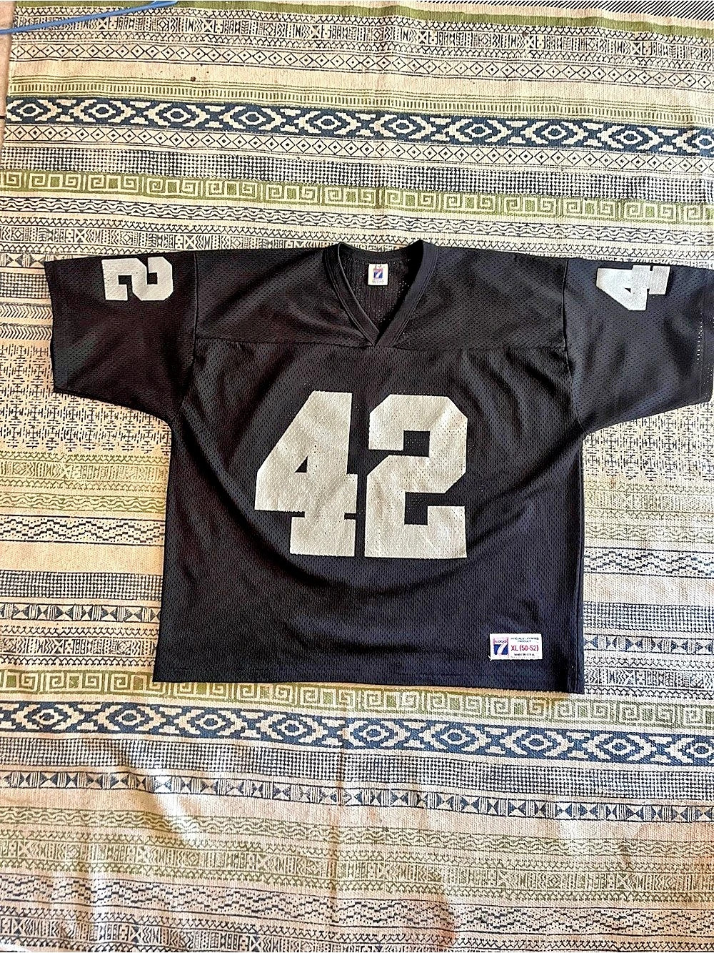 Logo 7 Vintage Los Angeles Raiders Logo 7 Jersey #42 Jersey #42 Black & White XL